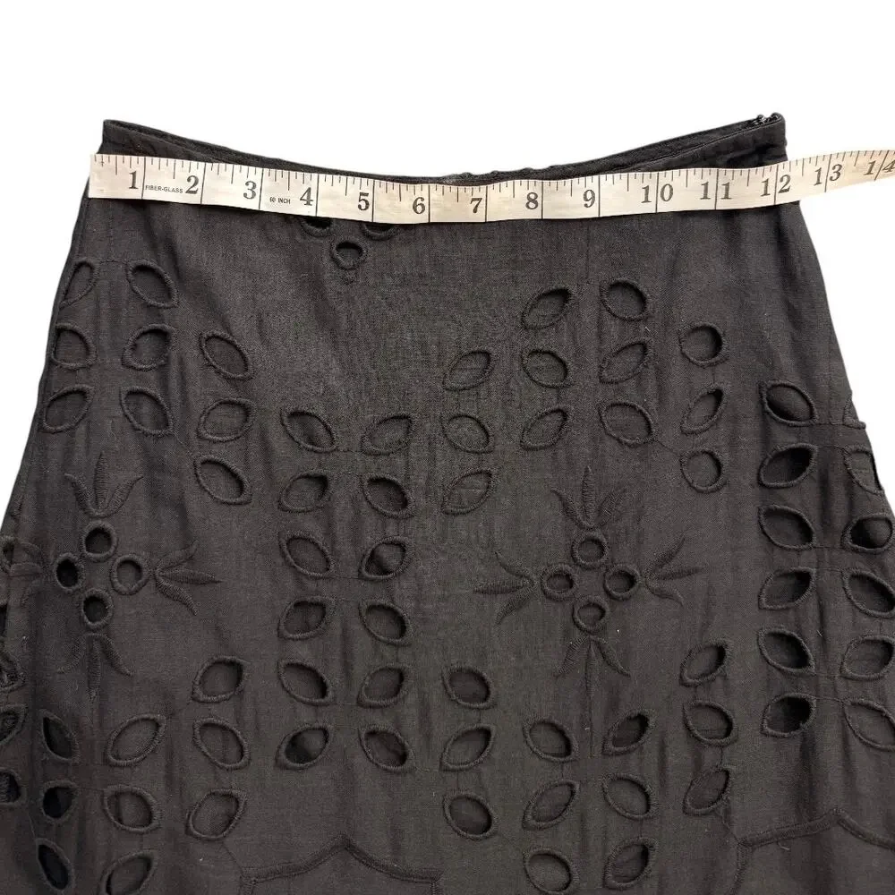 Luxxel Palm Chains Eyelet Embroidered Two Piece Maxi Skirt Set Black Women's S